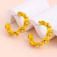 Plastic Pearl Zinc Alloy Earring, with Plastic Pearl, fashion jewelry & for woman, yellow, 43mm 