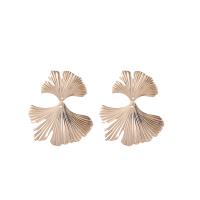 Zinc Alloy Stud Earring, Ginkgo Leaf, gold color plated, fashion jewelry & for woman 