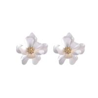Iron Stud Earring, Flower, silver color plated, fashion jewelry & for woman 