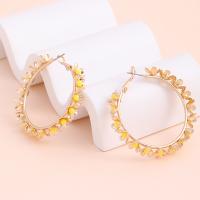 Zinc Alloy Hoop Earring, with Plastic, gold color plated, fashion jewelry & for woman, 48mm 