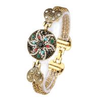 Zinc Alloy Rhinestone Bracelets, antique gold color plated, fashion jewelry & for woman & with rhinestone Approx 7.48 Inch 