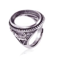 aleación de zinc base bisel para anillos, chapado en color de plata antigua, Ajustable & Joyería & unisexo, 23x25mm, Vendido por UD