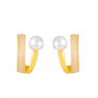 Plastic Pearl Zinc Alloy Earring, with Pearl Oyster & ABS Plastic Pearl, gold color plated, fashion jewelry & for woman, golden 