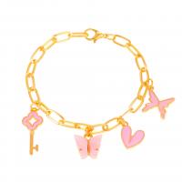Enamel Brass Bracelets, gold color plated, fashion jewelry & for woman, two different colored cm 