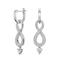 Cubic Zirconia Micro Pave Brass Earring, with Cubic Zirconia, Infinity, platinum plated, for woman 