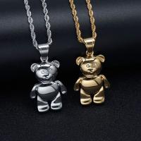 Rhinestone Stainless Steel Pendants, 316L Stainless Steel, Bear, Vacuum Ion Plating, fashion jewelry & for woman & with rhinestone 