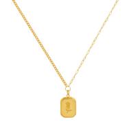 Titan Schmuck Halskette, Titanstahl, mit Verlängerungskettchen von 1.97inch, 18K vergoldet, Modeschmuck & für Frau, goldfarben, 1mm,10*13mm, Länge:ca. 15.75 ZollInch, verkauft von PC