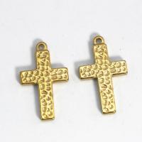 Stainless Steel Cross Pendants, 304 Stainless Steel, 18K gold plated, polished & DIY, golden 