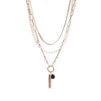 Fashion Multi Layer Necklace, Zinc Alloy, with Plastic Pearl, with 5cm extender chain, gold color plated, three layers & fashion jewelry & for woman .5 cm, 41.5 cm, 48.5 cm 