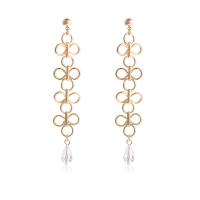 Zinc Alloy Drop Earring, with Glass Beads, Chinese Knot, gold color plated, fashion jewelry & for woman, gold 