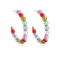 Crystal Jewelry Earring, with Zinc Alloy, Letter C, gold color plated, fashion jewelry & for woman, multi-colored 