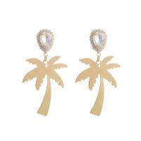 Zinc Alloy Rhinestone Drop Earring, Palm Tree, gold color plated, fashion jewelry & for woman & with rhinestone, golden 