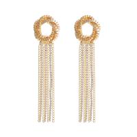 Fashion Fringe Boucles d'oreilles, alliage de zinc, Placage de couleur d'or, bijoux de mode & pour femme & avec strass, doré Vendu par paire