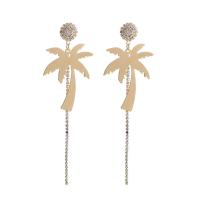 Zinc Alloy Rhinestone Drop Earring, Palm Tree, gold color plated, fashion jewelry & for woman & with rhinestone, golden 