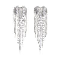 Fashion Fringe Earrings, Zinc Alloy, Heart, silver color plated, fashion jewelry & for woman & with rhinestone, silver color 