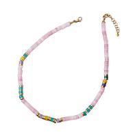 Gemstone Necklaces, Pink Aventurine, with Titanium Steel, with 5cm extender chain, real gold plated, fashion jewelry & for woman Approx 44 cm 