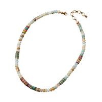 Gemstone Necklaces, Brass, with Natural Stone, with 5cm extender chain, 18K gold plated, fashion jewelry & for woman Approx 42 cm 
