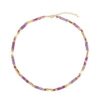 Collier d'Agate pourpre, avec laiton, avec 5cm chaînes de rallonge, Plaqué d'or, bijoux de mode & pour femme Environ 39 cm, Vendu par PC