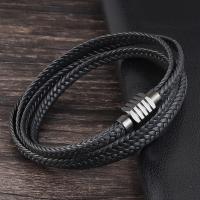 PU Leather Cord Bracelets, Titanium Steel, with PU Leather, polished, DIY 
