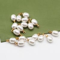 Zinc Alloy Shell Pendants, with zinc alloy bail, gold color plated white 