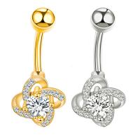 Stainless Steel Belly Ring, 316L Stainless Steel, electrolyzation, micro pave cubic zirconia 28mm 