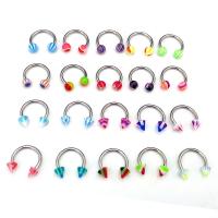Stainless Steel Nose Piercing Jewelry, 316L Stainless Steel, with Acrylic, random style & mixed, multi-colored, 8mm 