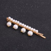Hair Slide, Freshwater Pearl, with Brass, for woman, 4-7mm 