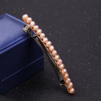 Hair Slide, Freshwater Pearl, with Brass, for woman, 5-6mm 