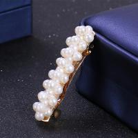 Hair Slide, Freshwater Pearl, with Brass, for woman, 50mm 