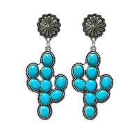 Turquoise Zinc Alloy Earring, with turquoise, fashion jewelry, two different colored, 80mm 