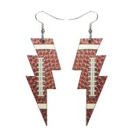 Wood Earring, with Iron, printing, fashion jewelry & for woman 80mm 