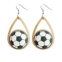 Wood Earring, with Iron, Round, printing, fashion jewelry & for woman 80mm 