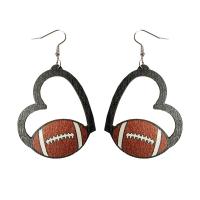 Wood Earring, with Iron, Round, printing, fashion jewelry & for woman 73mm 