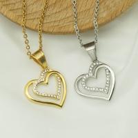 Rhinestone Stainless Steel Pendants, 316L Stainless Steel, Heart, Vacuum Ion Plating, fashion jewelry & for woman & with rhinestone 