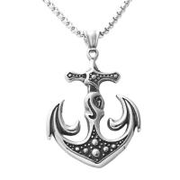 Stainless Steel Jewelry Necklace, Titanium Steel, Anchor, polished, fashion jewelry & for man, silver color Approx 23.62 Inch 