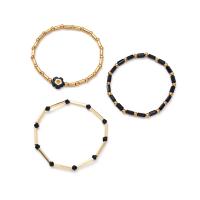Acrylique Bracelets en Alliage de zinc , avec Acrylique, avec 5cm chaînes de rallonge, fleur, Placage de couleur d'or, trois pièces & bijoux de mode & pour femme cm, Vendu par fixé