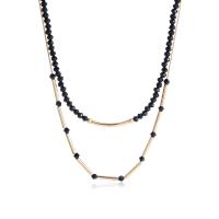 Fashion Multi Layer Necklace, Crystal, with Zinc Alloy, with 7cm extender chain, gold color plated, Double Layer & fashion jewelry & for woman, Jet cm, 40.3 cm 