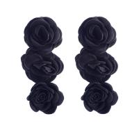 Bijoux boucle d'oreille a la mode, tissu, fleur, bijoux de mode & pour femme, noire Vendu par paire
