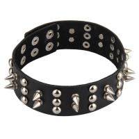 Cowhide Bracelets, with Zinc Alloy, with rivet stud & gothic style & for woman, black, 35mm Approx 40.7 cm 