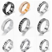 Stainless Steel Finger Ring, 304 Stainless Steel, Vacuum Ion Plating, nine pieces & rotatable & for woman, US Ring 