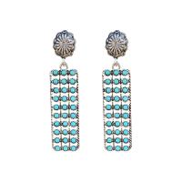 Turquoise Zinc Alloy Earring, with turquoise, Geometrical Pattern, silver color plated, for woman & hollow 