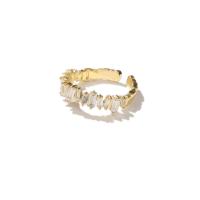 Цирконий Micro Pave Латунь палец кольцо, Геометрический узор, плакирован золотом, регулируемый & инкрустированное микро кубического циркония & Женский, Много цветов для выбора, размер:6-8, продается PC