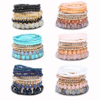 Wrap Bracelets, Glass Beads, with Zinc Alloy, multilayer & Bohemian style & Unisex Approx 6-8 Inch 