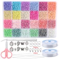 DIY Jewelry Finding Kit, Glass Seed Beads, with Plastic Box, Bohemian style & 24 cells 4mm 