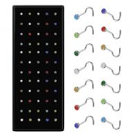 Stainless Steel Nose Piercing Jewelry, 316L Stainless Steel & with rhinestone [