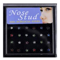 Stainless Steel Nose Piercing Jewelry, 316L Stainless Steel & with rhinestone 1.8mm 