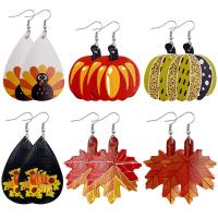 Fashion Create Jewelry Earring, Synthetic Leather, with Zinc Alloy, Halloween Design & for woman, multi-colored, 3.8*7.8cm,4.5*6.7cm,4.3*7cm 
