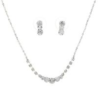 Brass Jewelry Set, platinum color plated, 2 pieces & for woman & with rhinestone, 16mm Approx 16.53 Inch 