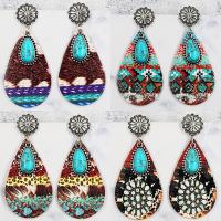 Fashion Create Jewelry Earring, PU Leather, with turquoise, fashion jewelry & for woman 