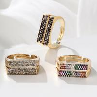Цирконий Micro Pave Латунь палец кольцо, плакированный настоящим золотом, ювелирные изделия моды & инкрустированное микро кубического циркония & Женский, Много цветов для выбора, 1.7cm, продается PC